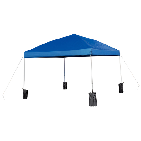 FLASH FURNITURE Blue Canopy Tent, Folding Table and 4 Chair Set JJ-GZ10PKG183Z-4LEL3-BLWH-GG